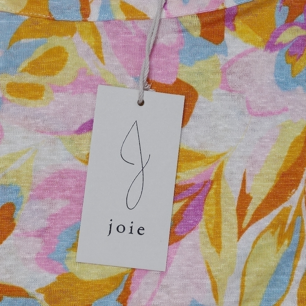 Joie Floral 100% Linen Short Sleeve Top Size Small - Picture 8 of 9